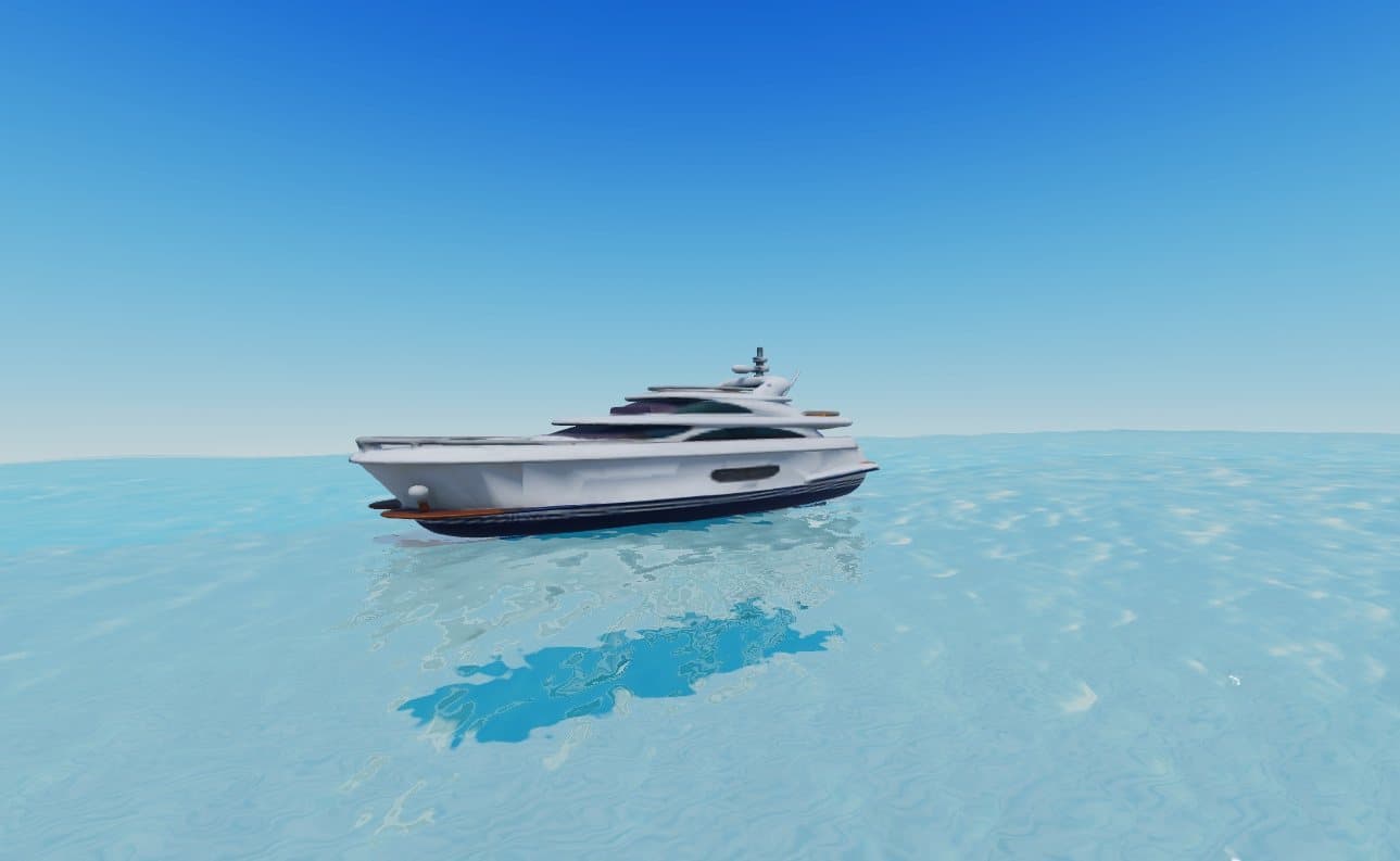 Le yacht d’un client VIP, au large